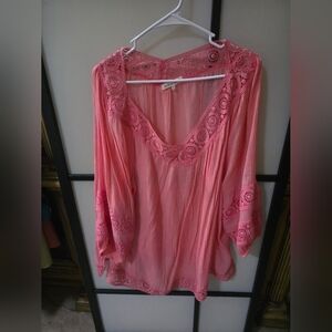 NEW LOVELY BOHO V NECK SHIRT TOP SIZE FITS 1XL-2X